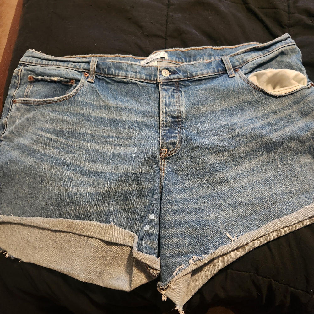 Abercrombie & Fitch Distressed Blue Denim Shorts